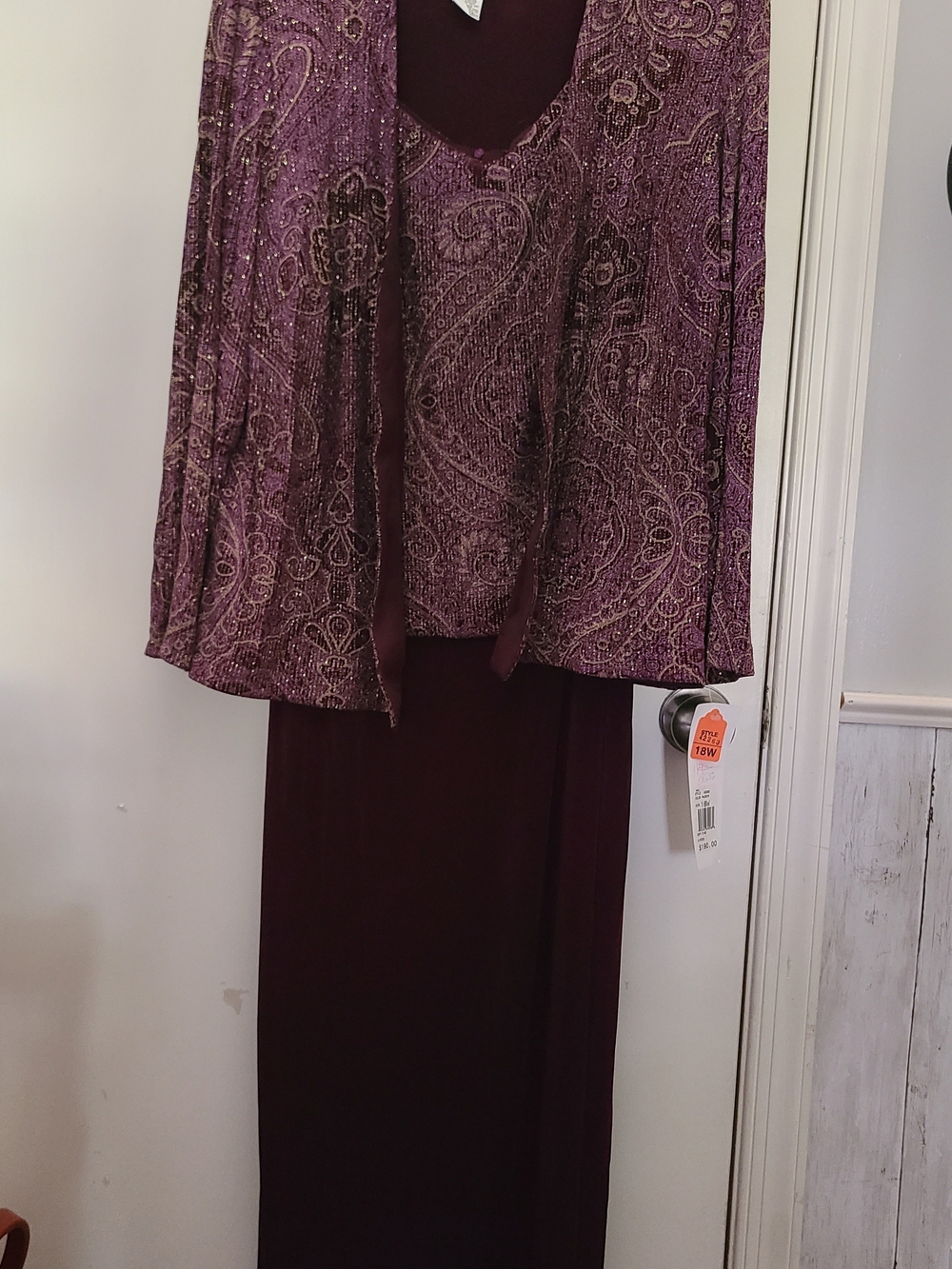Alex Evenings Paisley Two-Piece Dress & Jacket in Plum